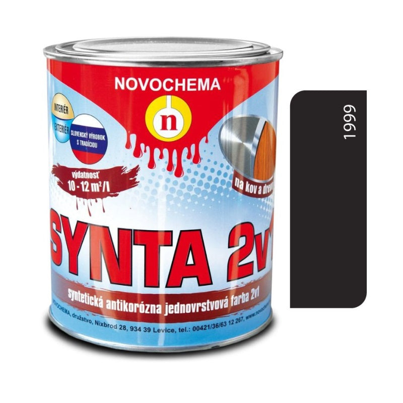 NOVOCHEMA SYNTA 2v1 syntetická antikorozní jednovrstvá barva 2v1 - 1999 - Černá