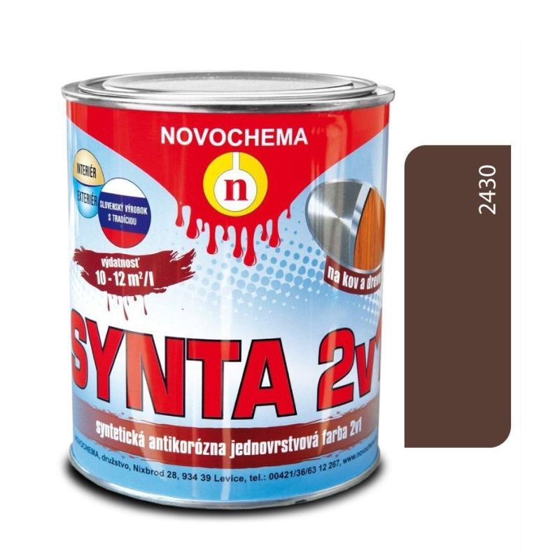NOVOCHEMA SYNTA 2v1 syntetická antikorozní jednovrstvá barva 2v1 - 2430 - Hnědá čokoládová