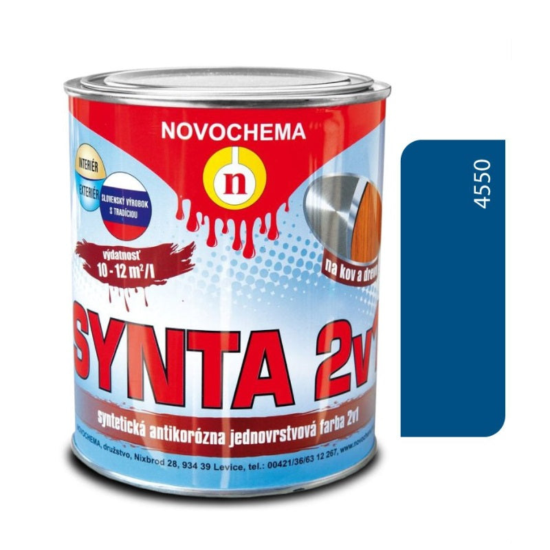 NOVOCHEMA SYNTA 2v1 syntetická antikorozní jednovrstvá barva 2v1 - 4550 - Návěstní modrá