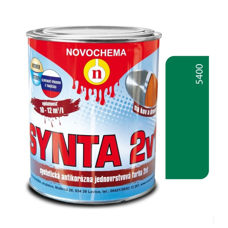 NOVOCHEMA SYNTA 2v1 syntetická antikorozní jednovrstvá barva 2v1 - 5400 - Tmavě zelená