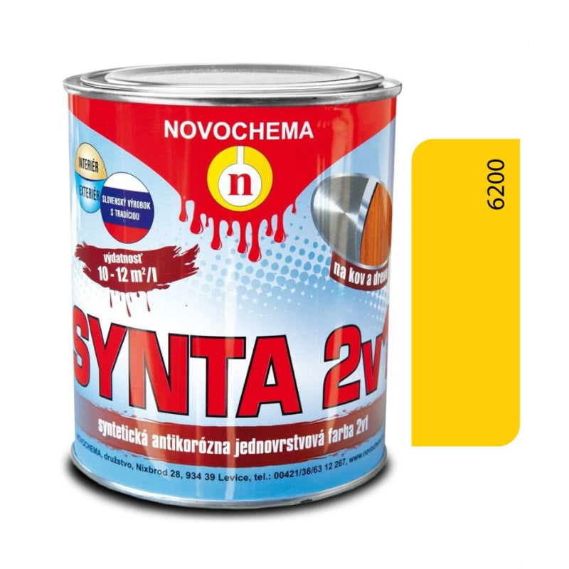 NOVOCHEMA SYNTA 2v1 syntetická antikorozní jednovrstvá barva 2v1 - 6200 - Žlutá plynárenská