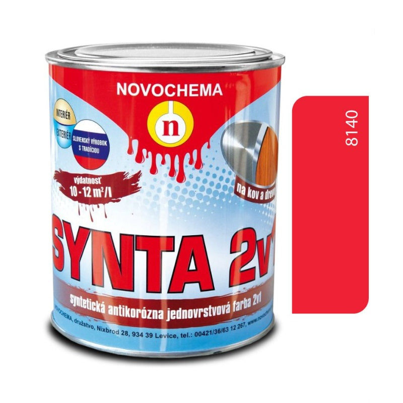 NOVOCHEMA SYNTA 2v1 syntetická antikorozní jednovrstvá barva 2v1 - 8140 - Červená rumělková