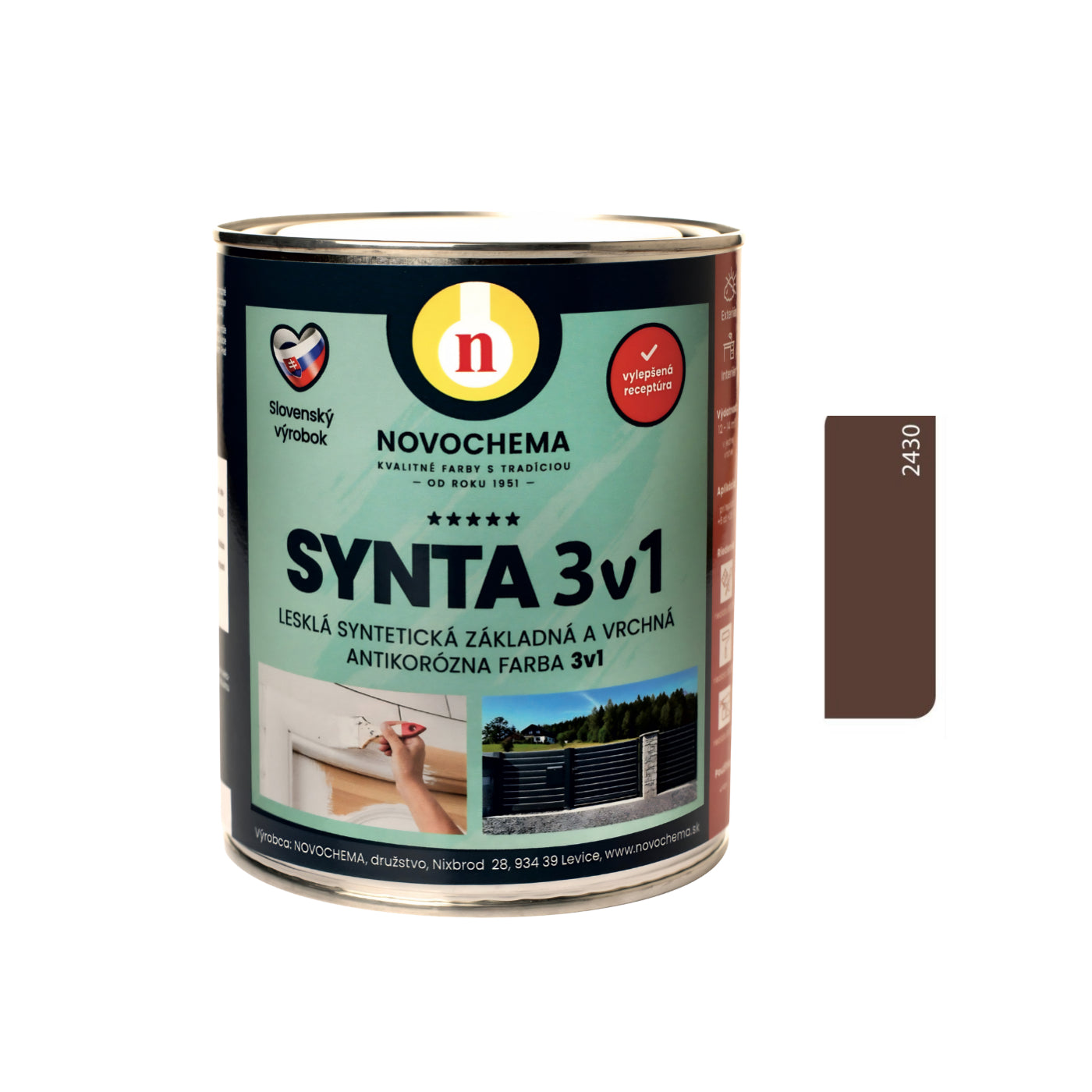 NOVOCHEMA SYNTA 3v1 syntetická základní a vrchní antikorozní barva 3v1 - 2430 - Čokoládová