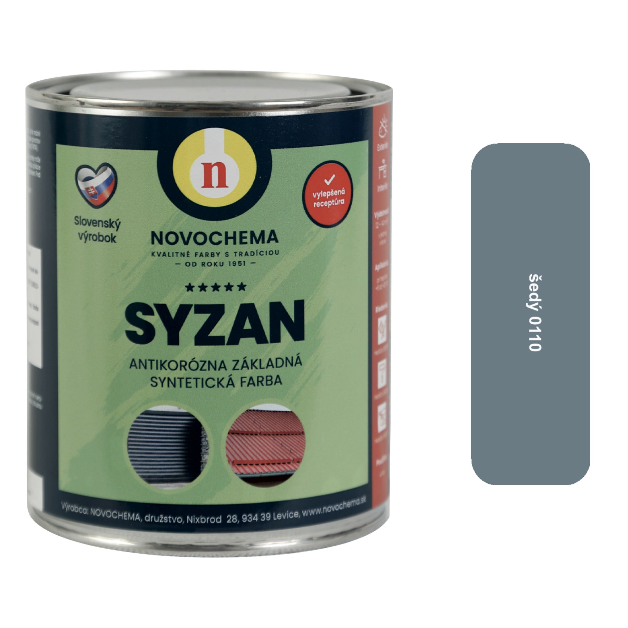 NOVOCHEMA SYZAN antikorozní základní syntetická barva na kov - 0110 Šedá