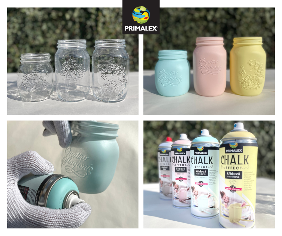 PRIMALEX CHALK EFFECT křídová matná barva ve spreji 400 ml_aplikace před a po