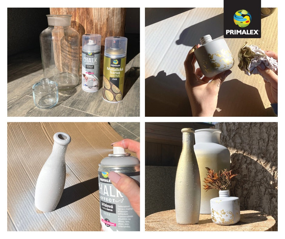 PRIMALEX CHALK EFFECT křídová matná barva ve spreji 400 ml_aplikace před a po