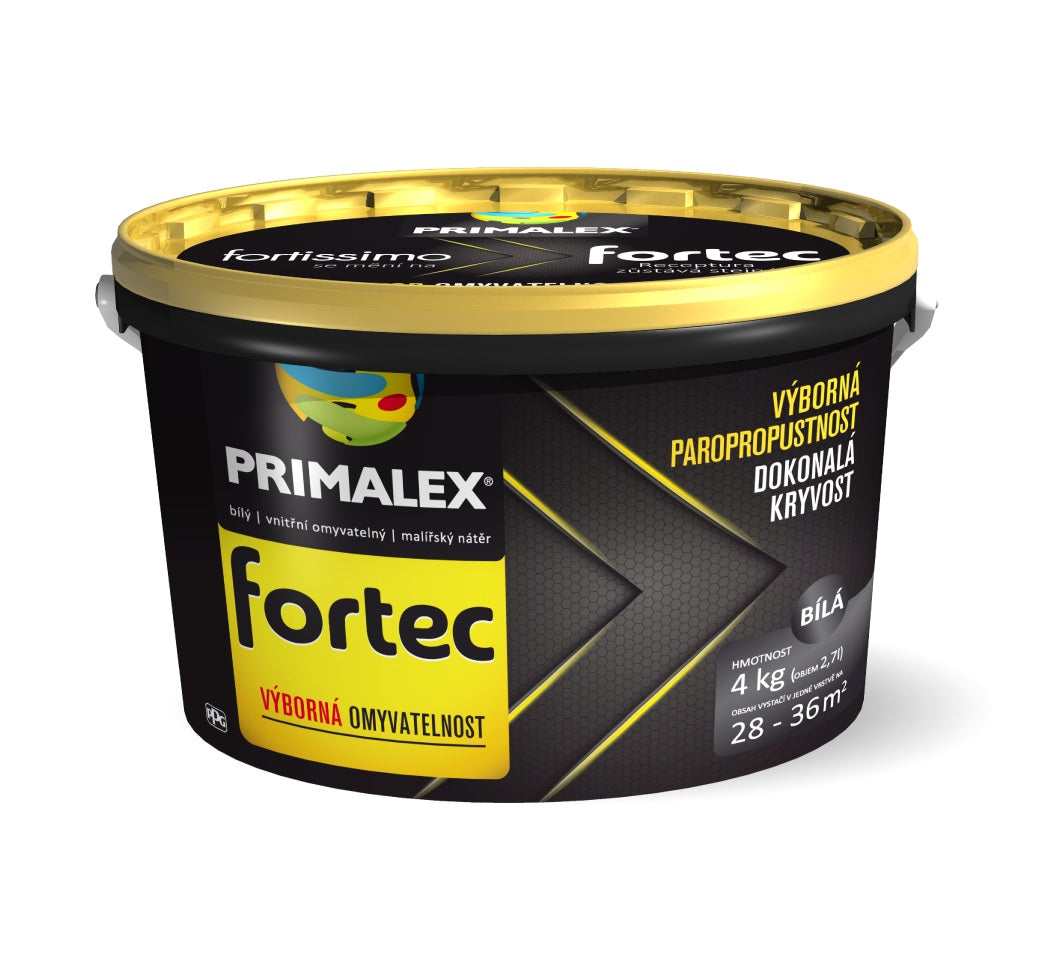 PRIMALEX Fortec bílá interiérová omyvatelná barva na zeď