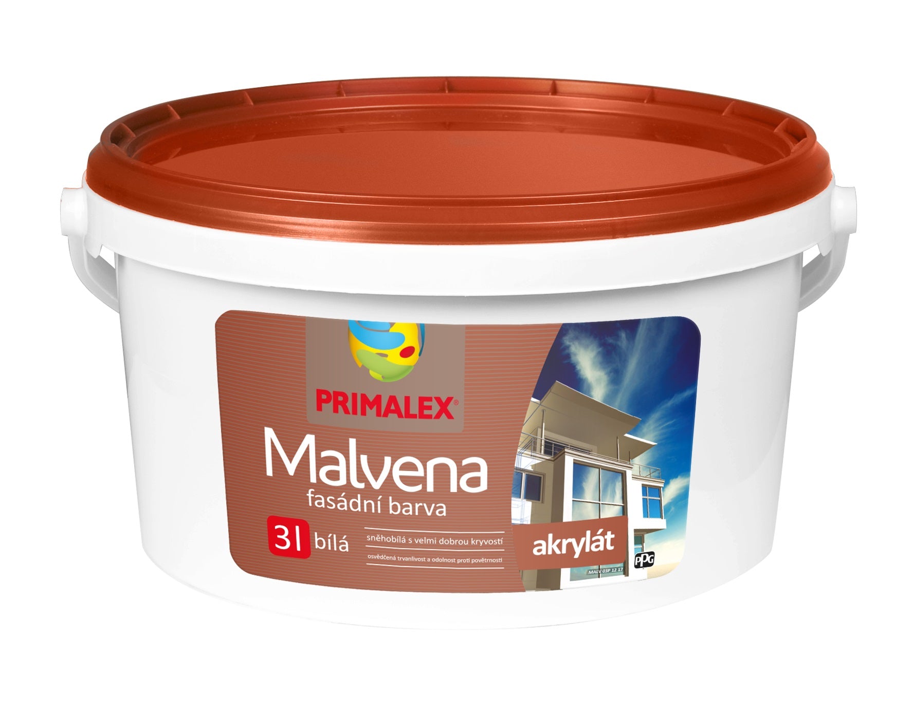 PRIMALEX Malvena akrylátová fasádní barva bílá 3 l