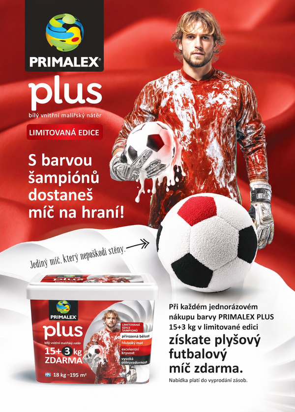 PRIMALEX PLUS bílá interiérová malířská barva na zeď_15+3