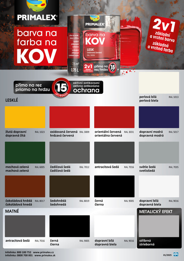 PRIMALEX Antikorozní barva na kov 2v1 vzorník
