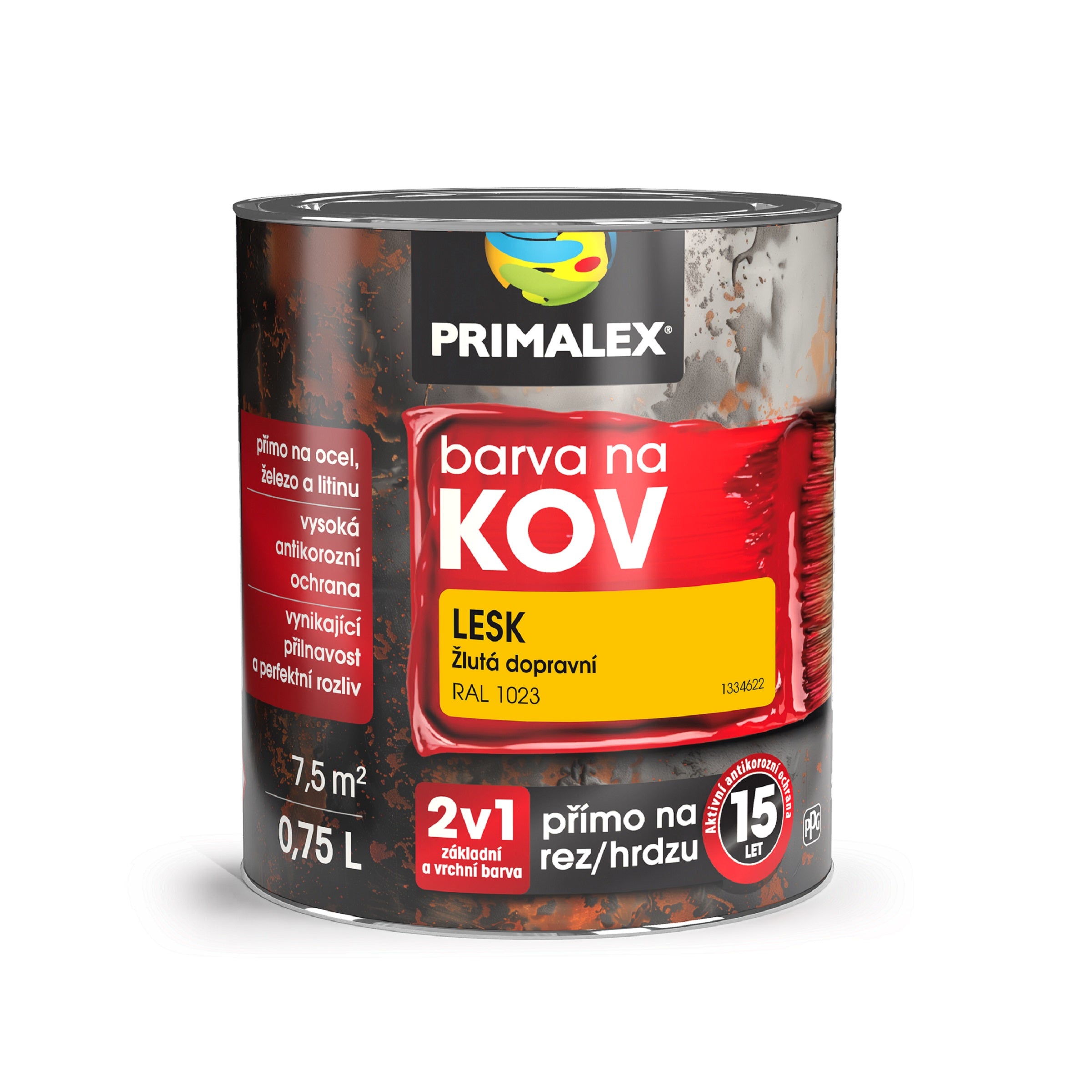 PRIMALEX Antikorózní barva na kov 2v1 dopravní žlutá