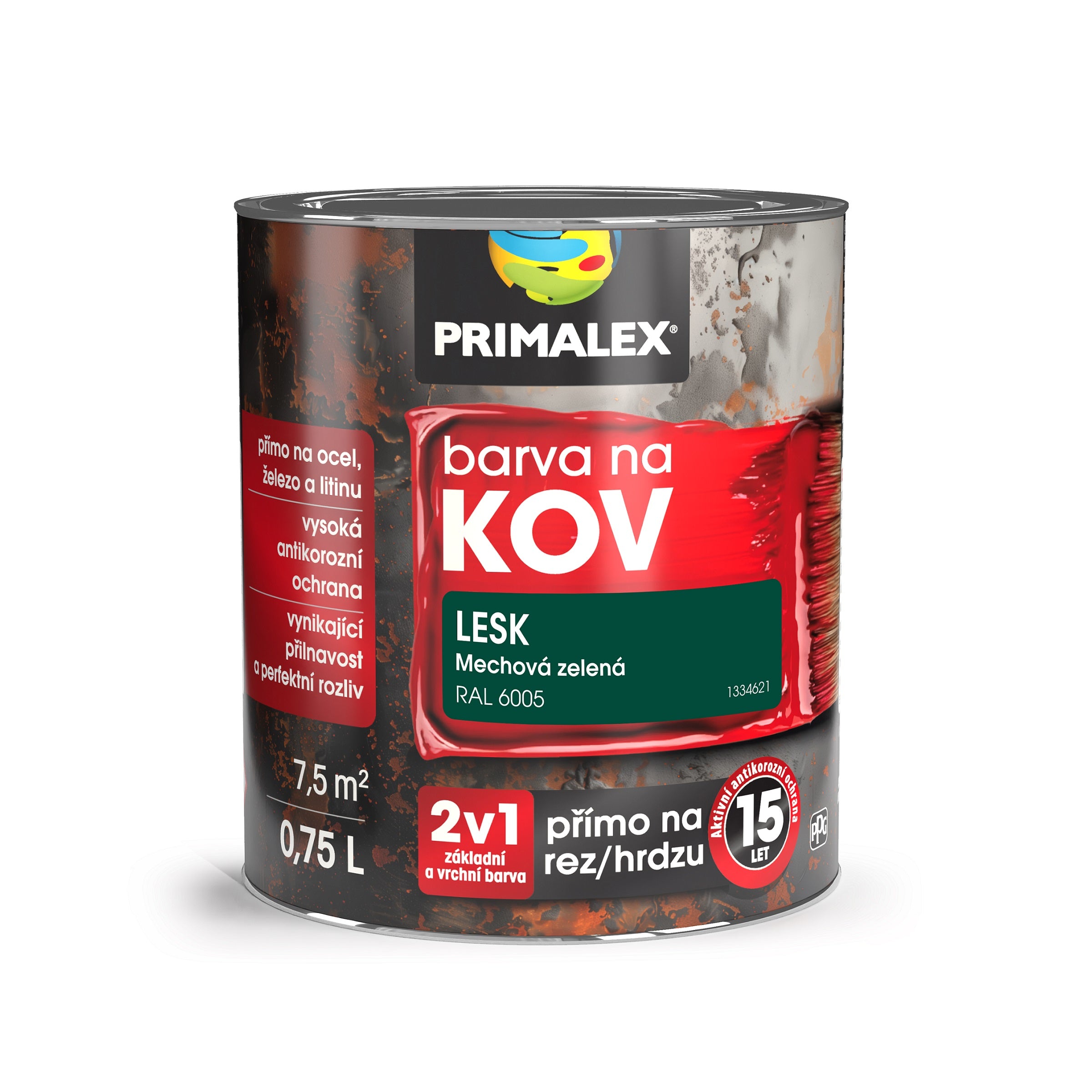 PRIMALEX Antikorózní barva na kov 2v1 mechová zelená