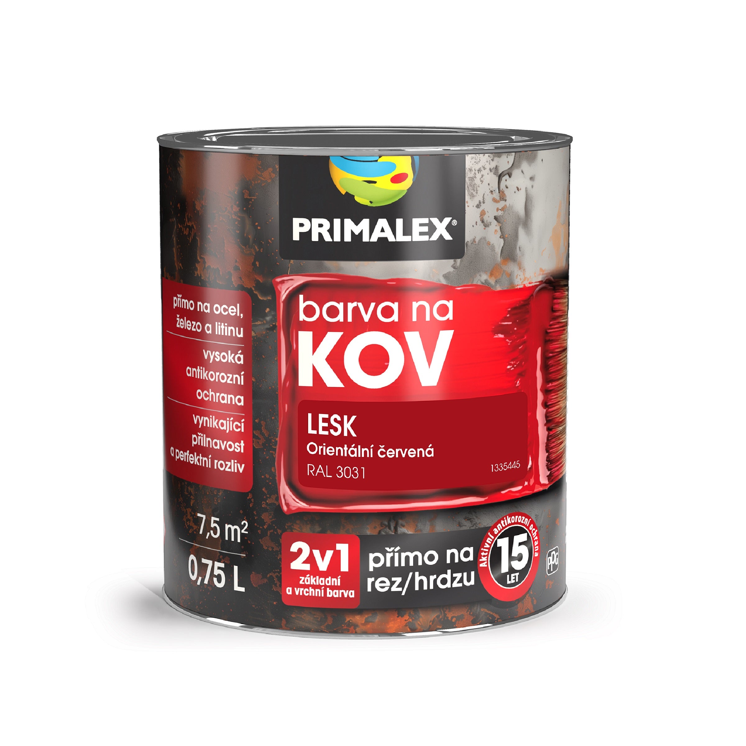 PRIMALEX Antikorózní barva na kov 2v1 orientální červená