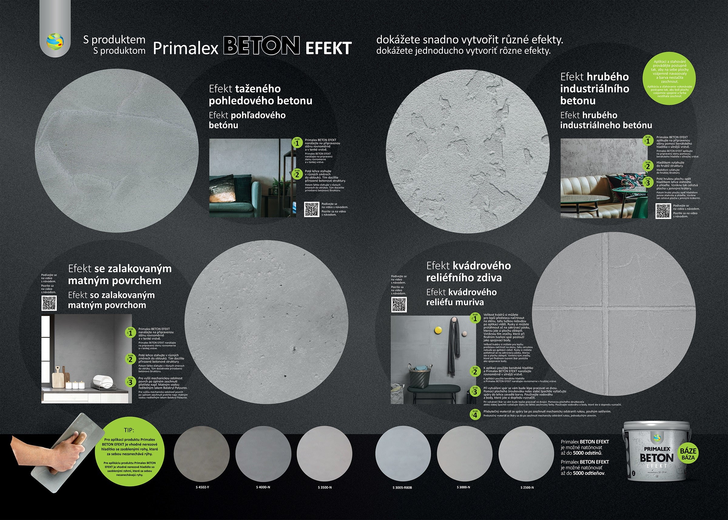 PRIMALEX BETON EFEKT báze Z betonová stěrka vzorník