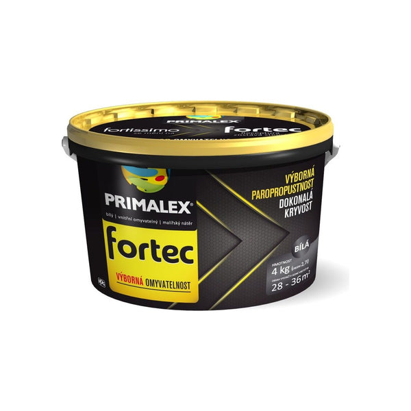 PRIMALEX Fortec bílá interiérová omyvatelná barva na zeď 4 kg