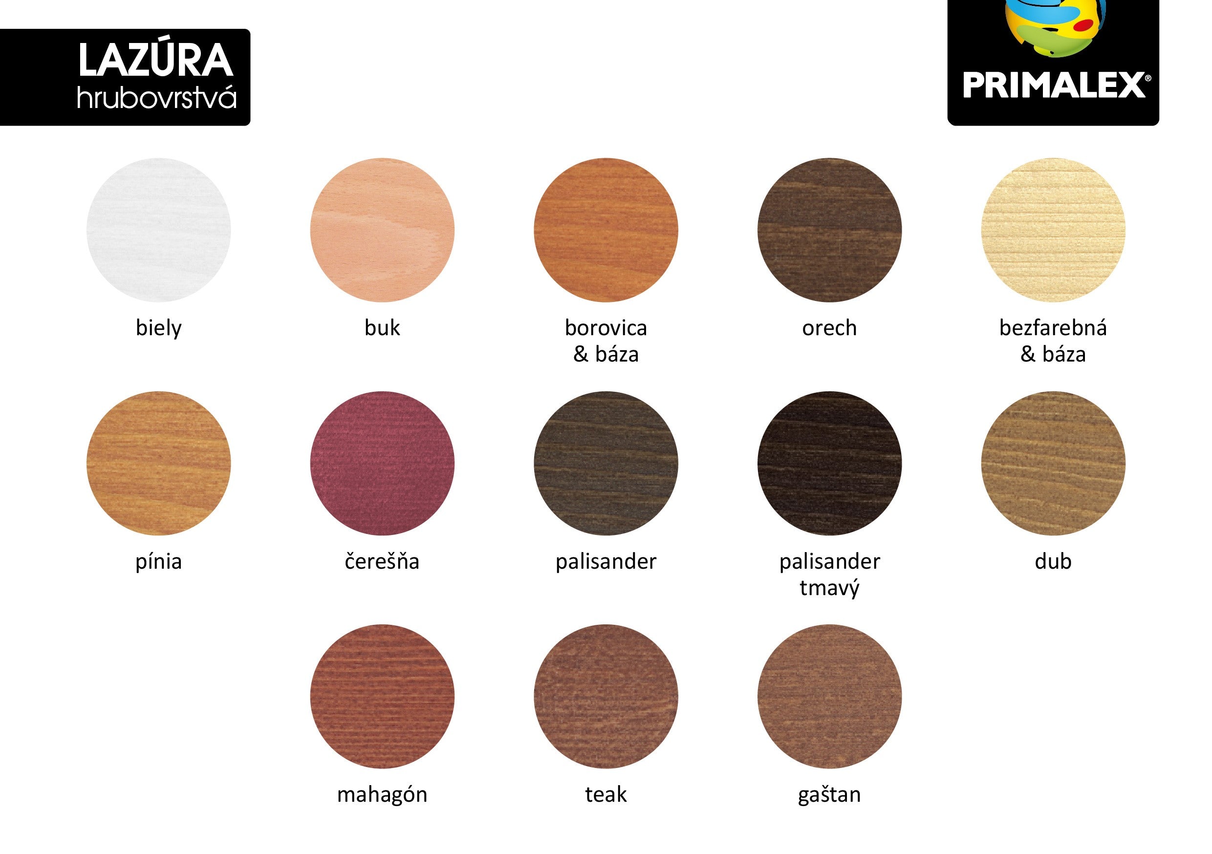 PRIMALEX LAZURA silnovrstvá na dřevo vzorník