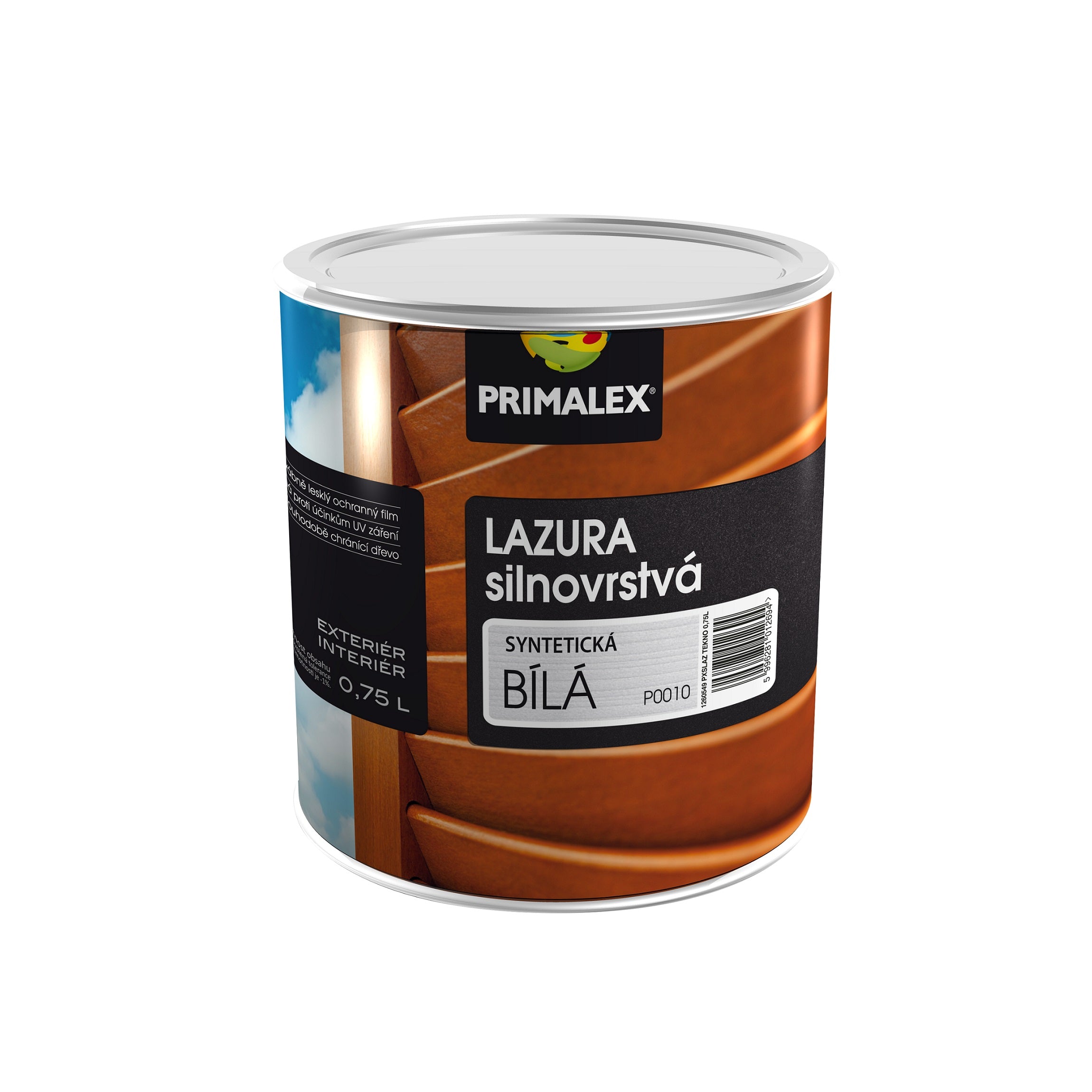 PRIMALEX LAZURA silnovrstvá na dřevo bílá 0,75 l