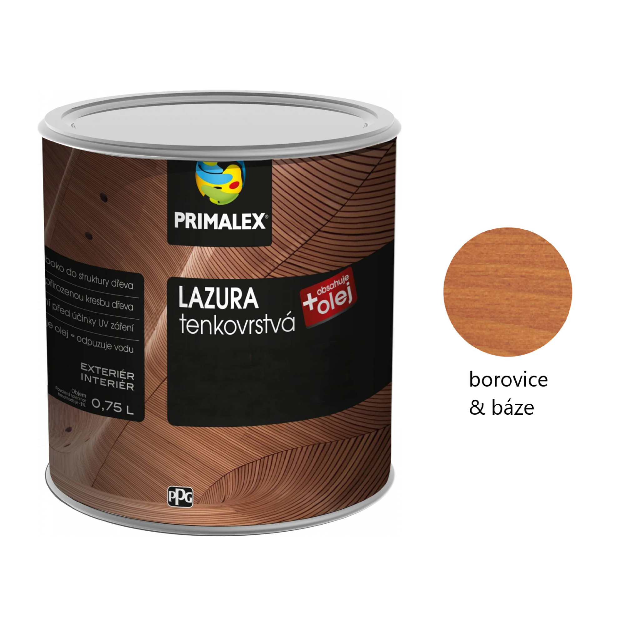 PRIMALEX LAZURA tenkovrstvá na dřevo - borovice & báze