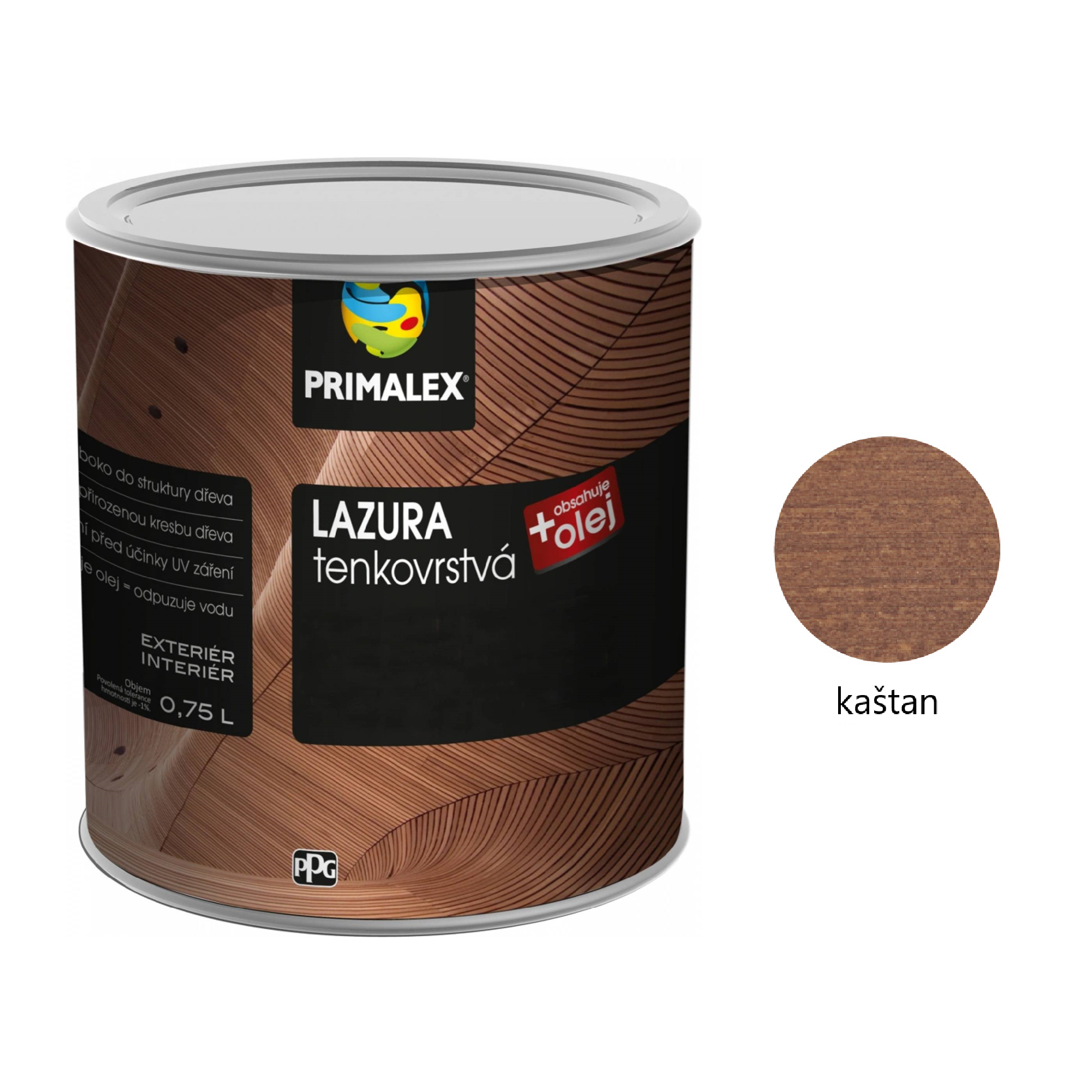 PRIMALEX LAZURA tenkovrstvá na dřevo - kaštan