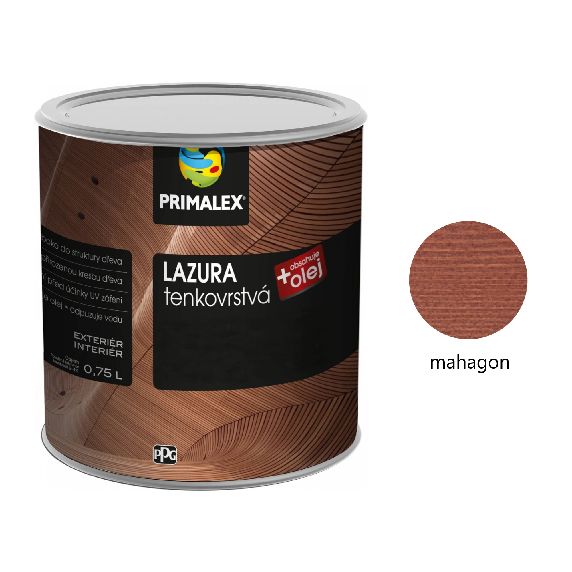 PRIMALEX LAZURA tenkovrstvá na dřevo - mahagon