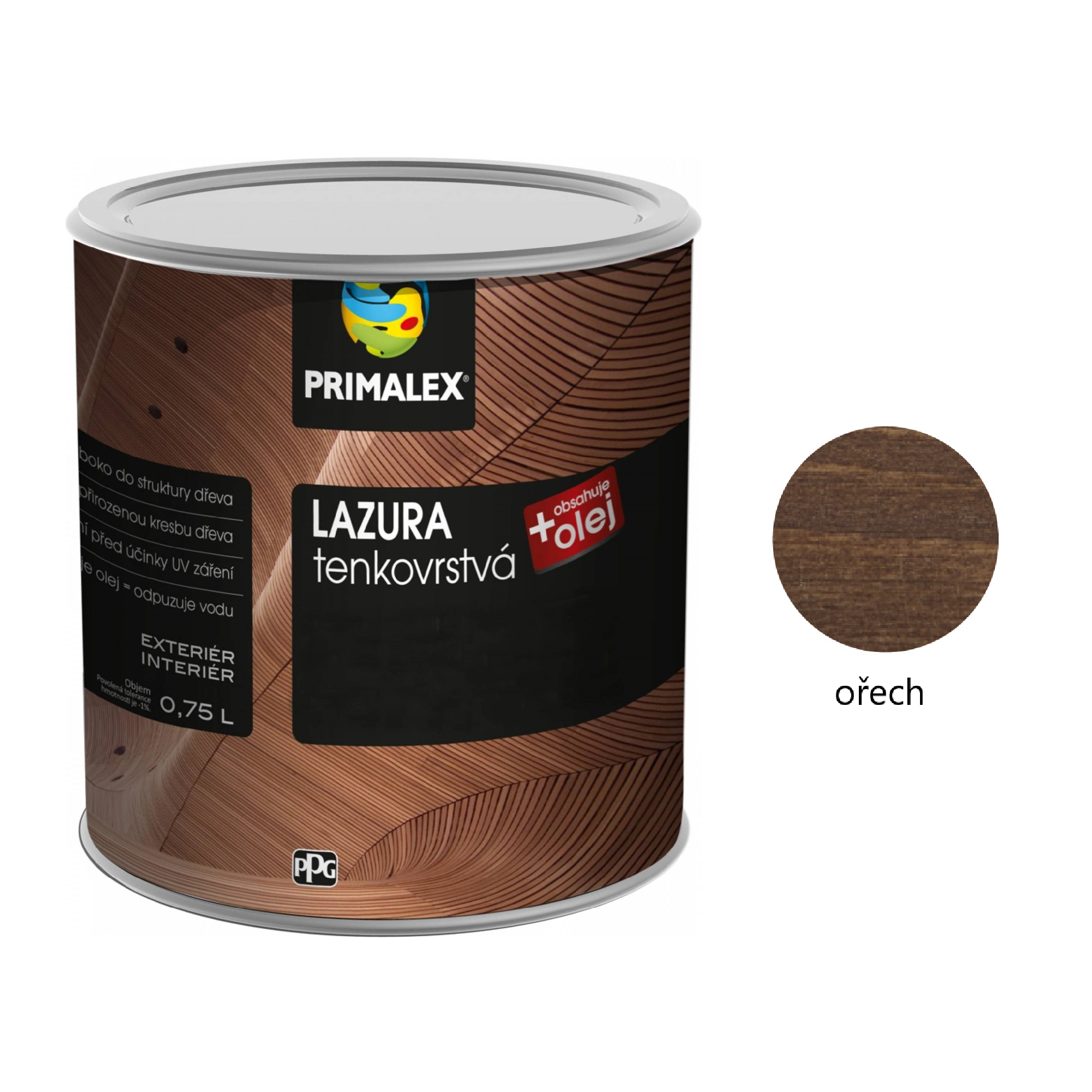 PRIMALEX LAZURA tenkovrstvá na dřevo - ořech
