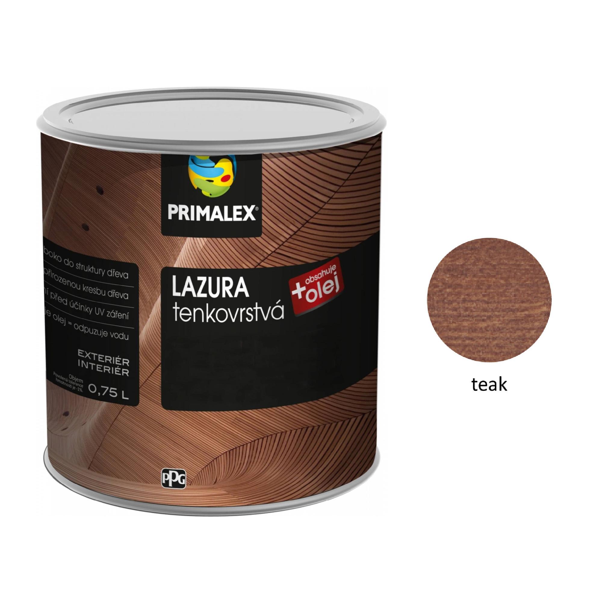 PRIMALEX LAZURA tenkovrstvá na dřevo - teak