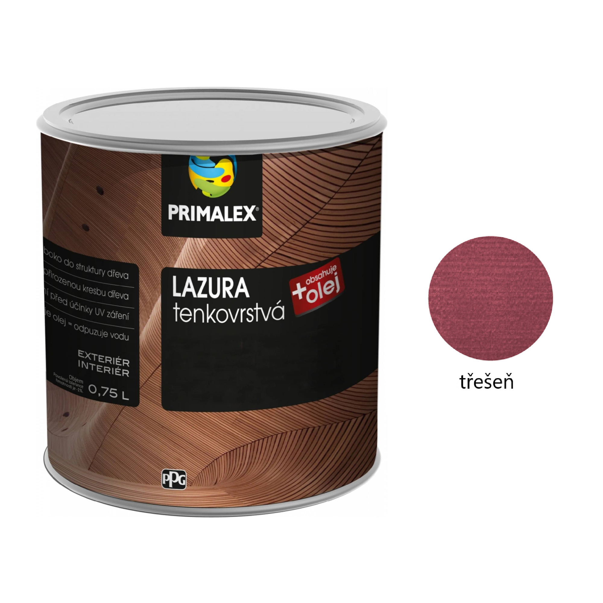 PRIMALEX LAZURA tenkovrstvá na dřevo - třešeň