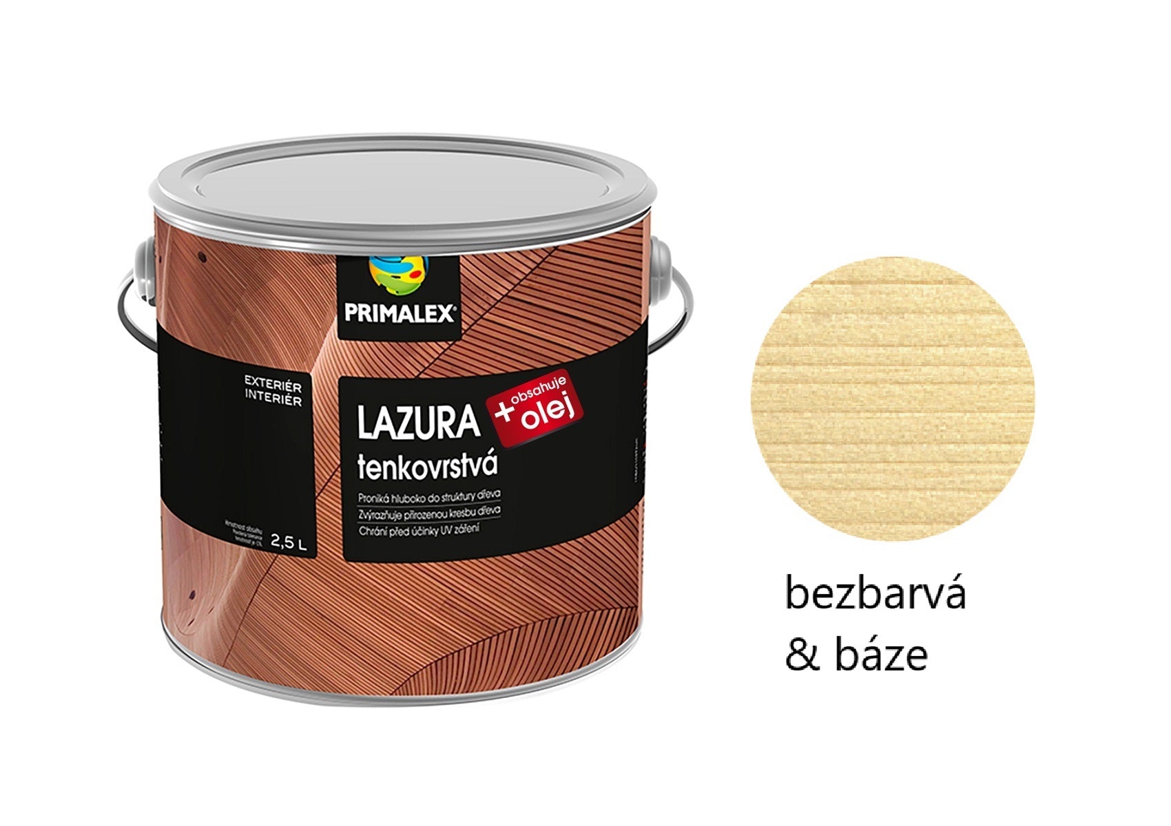 PRIMALEX LAZURA tenkovrstvá na dřevo bezbarvá a báze 2,5 l