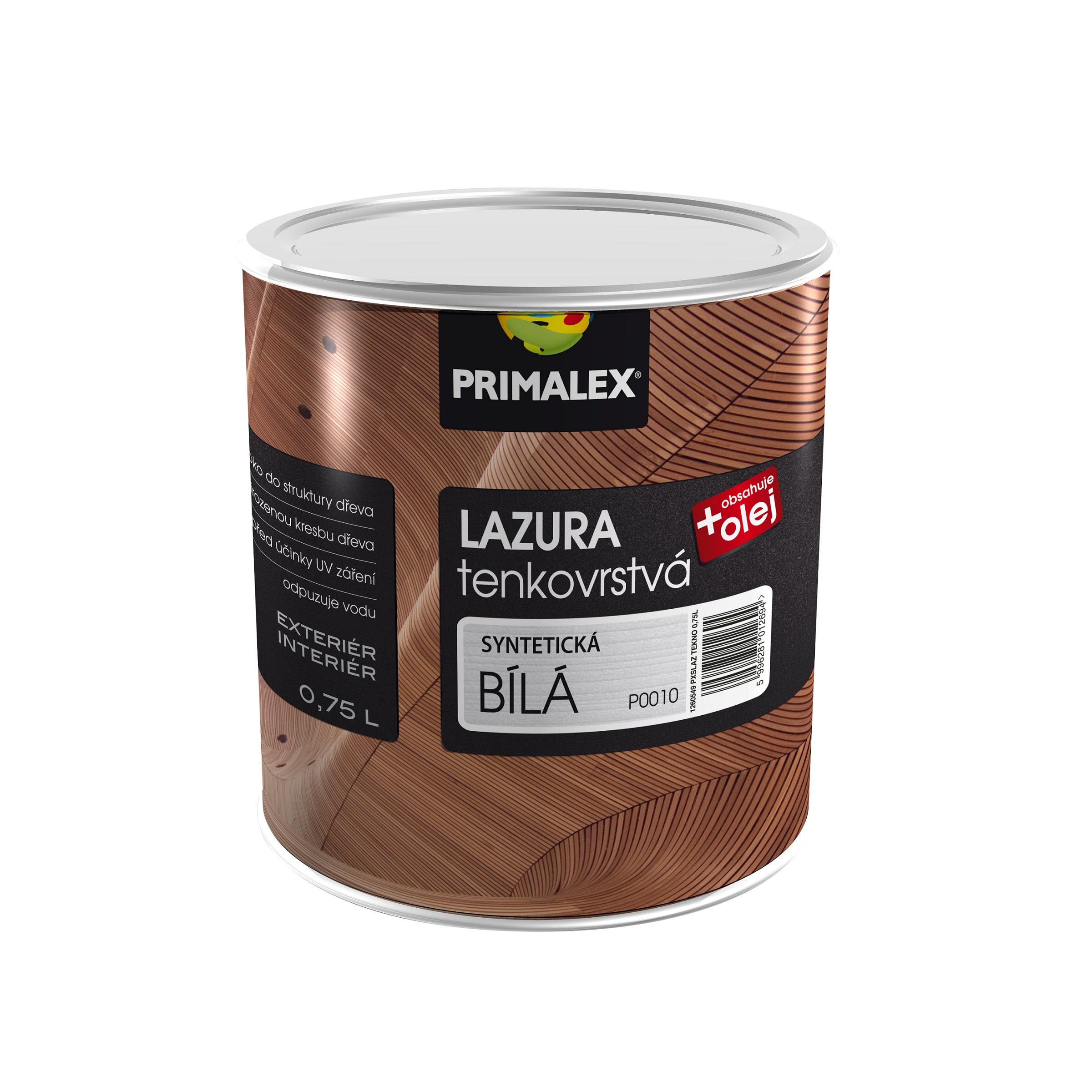 PRIMALEX LAZURA tenkovrstvá na dřevo bílá 0,75 kg