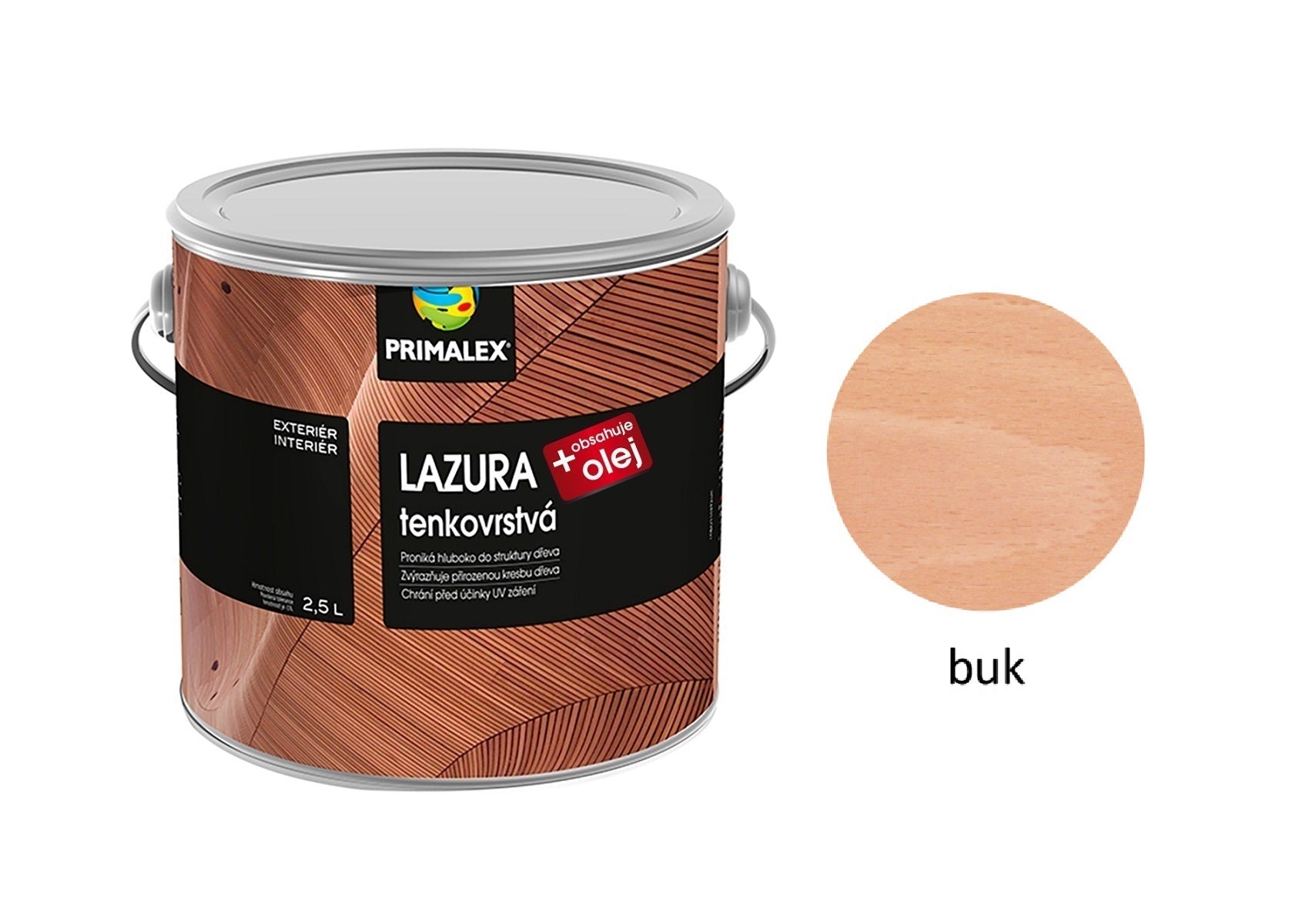 PRIMALEX LAZURA tenkovrstvá na dřevo buk 2,5 l