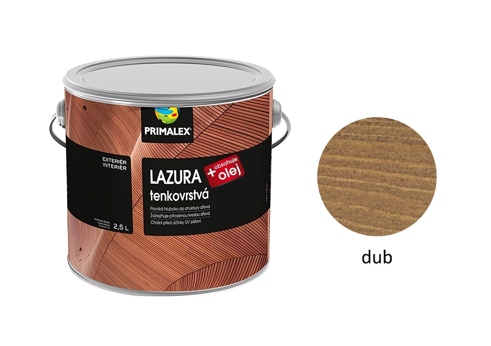 PRIMALEX LAZURA tenkovrstvá na dřevo dub 2,5 l