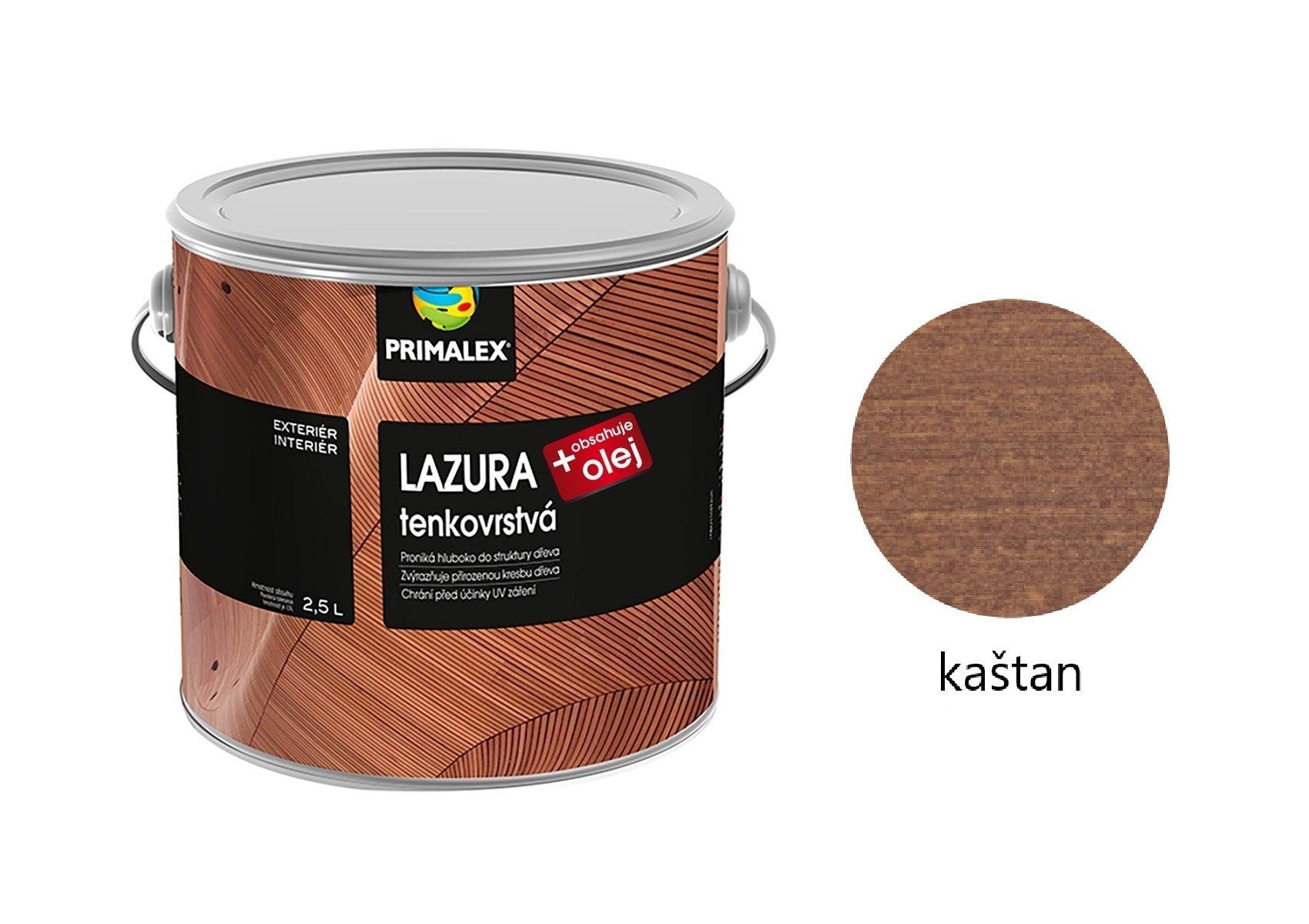 PRIMALEX LAZURA tenkovrstvá na dřevo kaštan 2,5 l