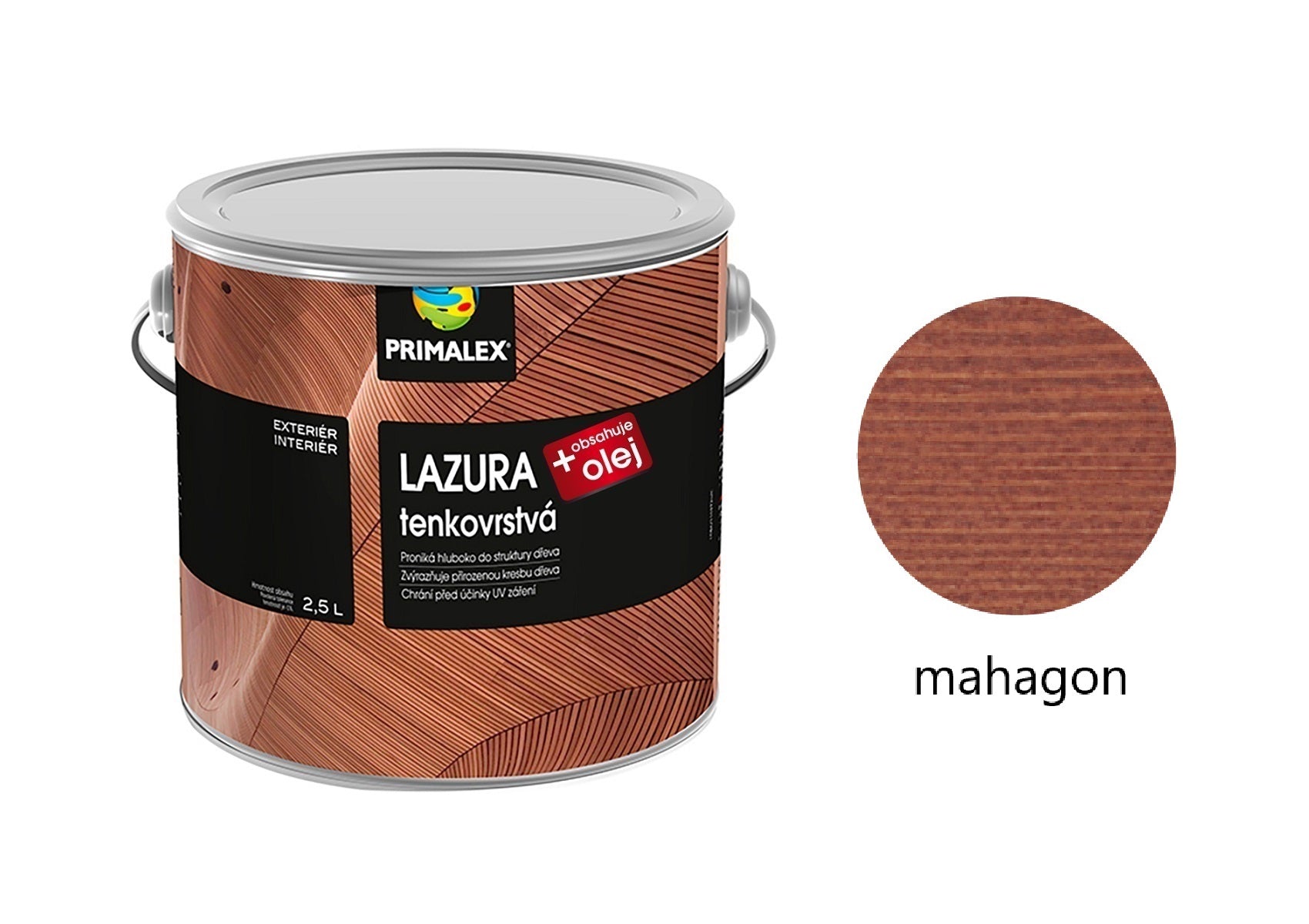 PRIMALEX LAZURA tenkovrstvá na dřevo mahagon 2,5 l