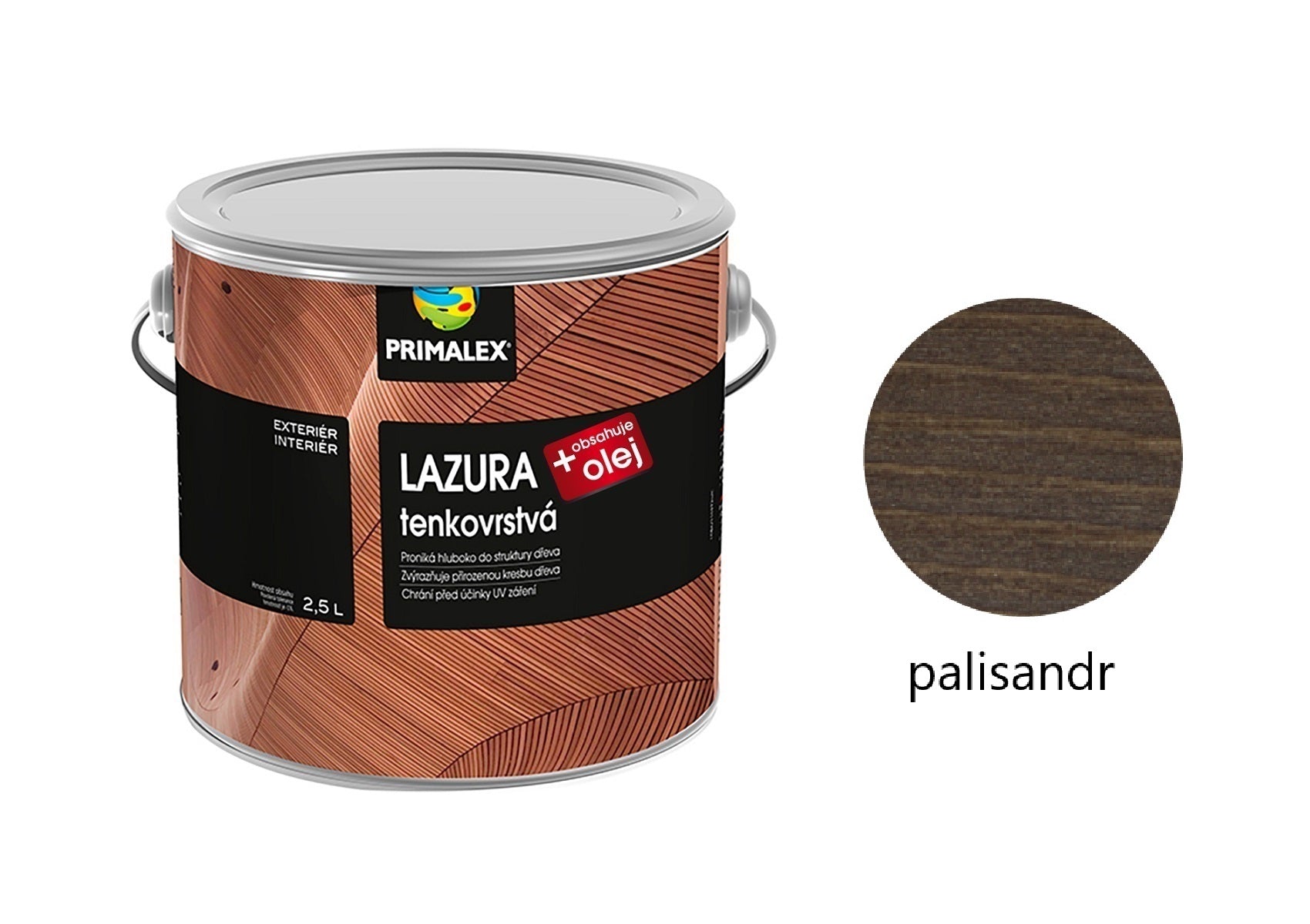 PRIMALEX LAZURA tenkovrstvá na dřevo palisandr 2,5 l