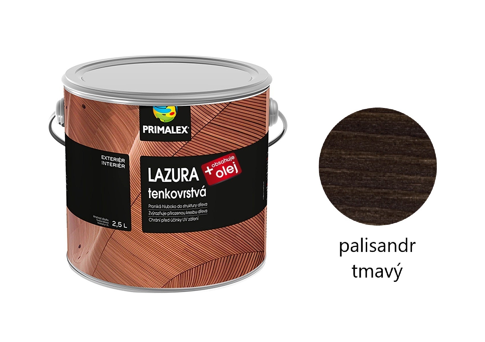 PRIMALEX LAZURA tenkovrstvá na dřevo palisandr tmavý 2,5 l