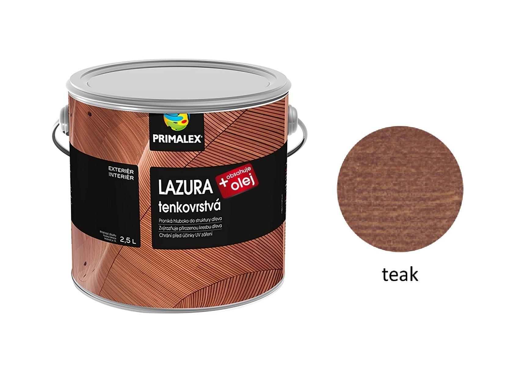 PRIMALEX LAZURA tenkovrstvá na dřevo teak 2,5 l