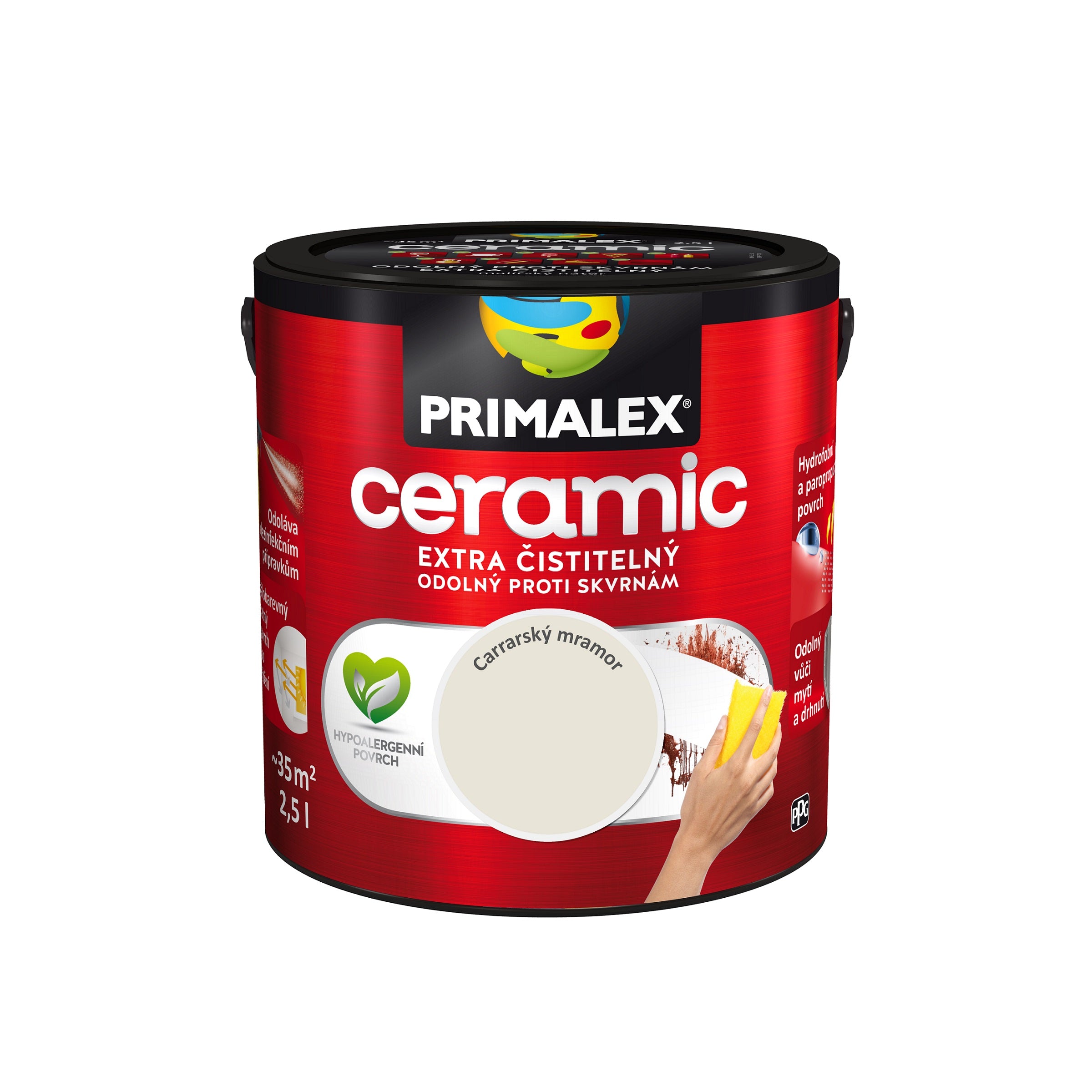 PRIMALEX ceramic omyvatelná interiérová barva na zeď carrarský mramor 2,5 l