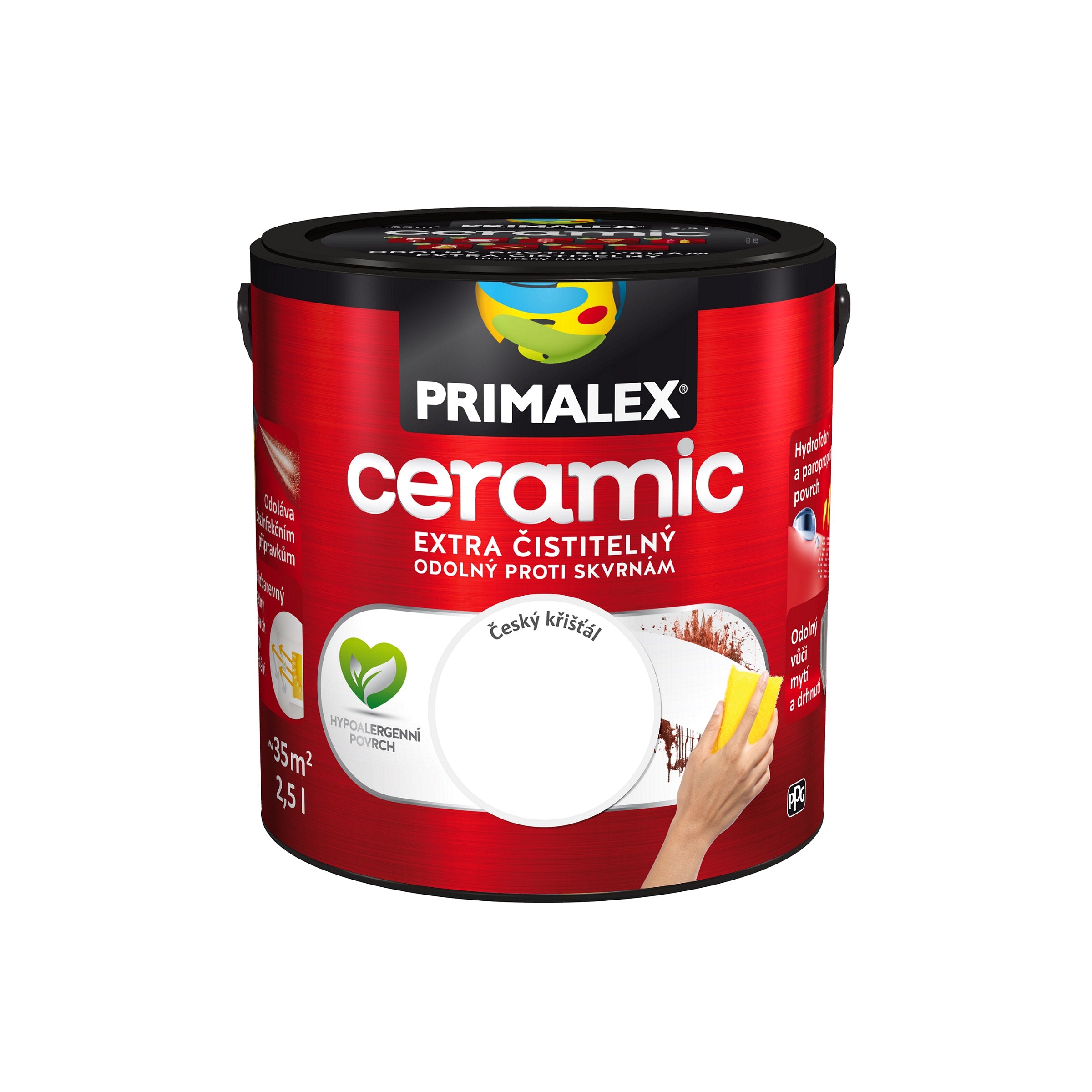 PRIMALEX ceramic omyvatelná interiérová barva na zeď český křišťál 2,5 l