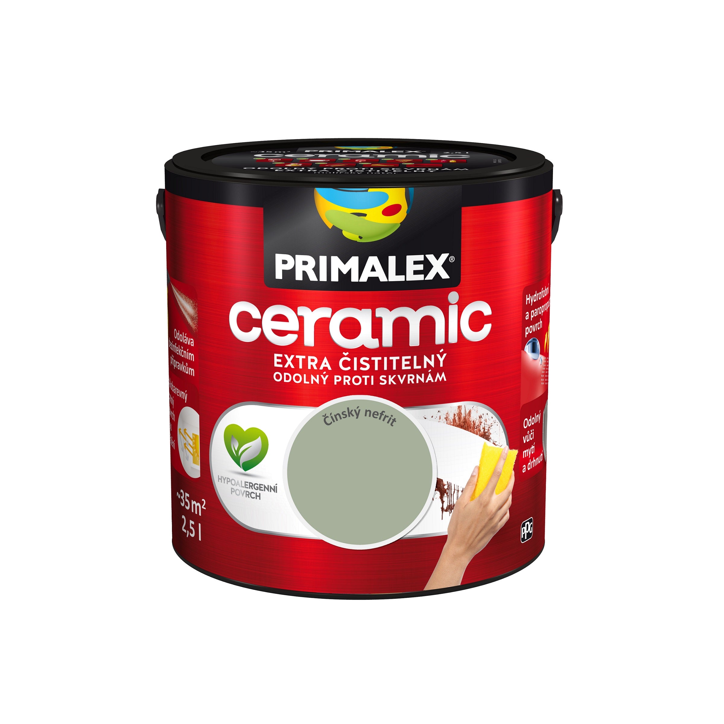 PRIMALEX ceramic omyvatelná interiérová barva na zeď čínský nefrit 2,5 l