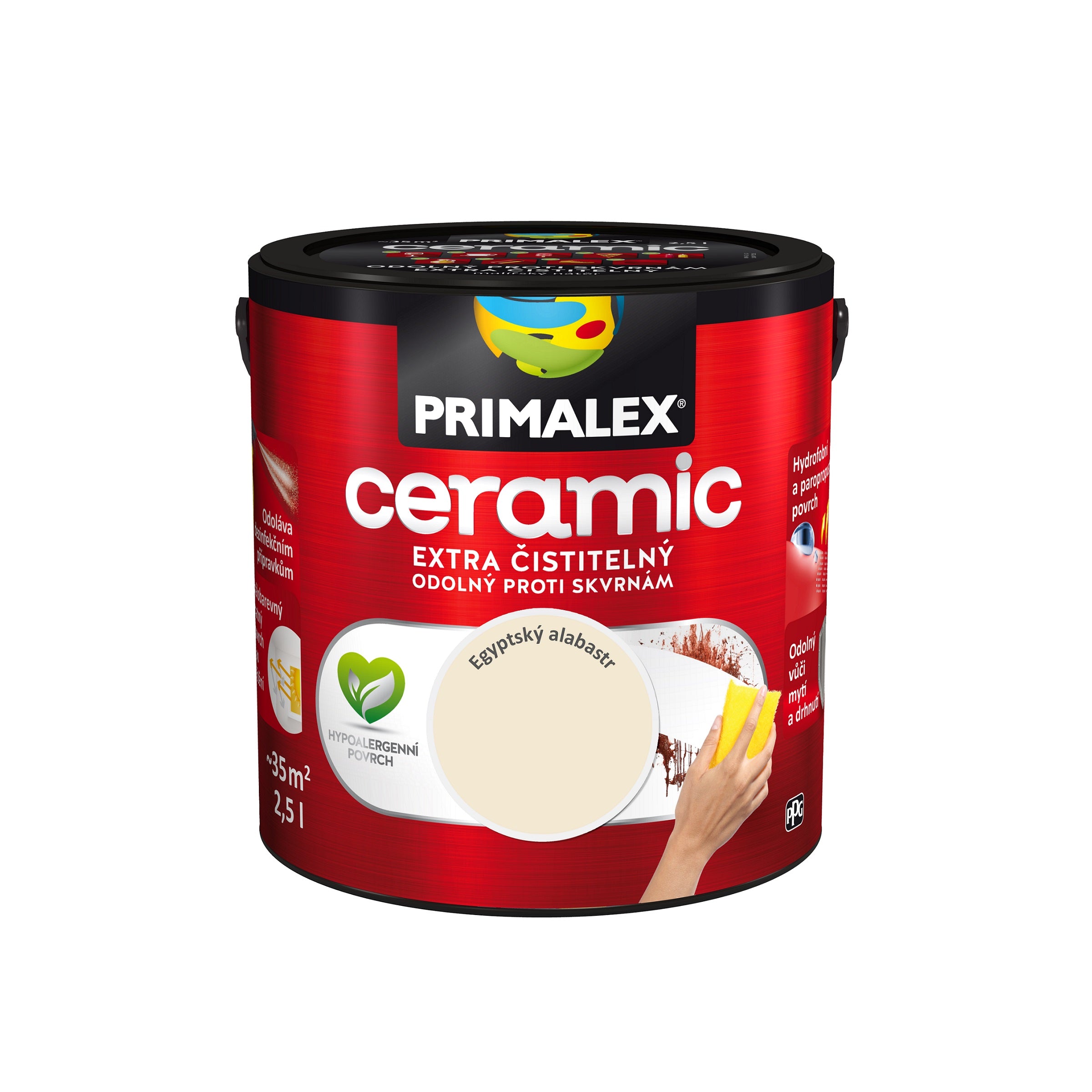 PRIMALEX ceramic omyvatelná interiérová barva na zeď egyptský alabastr 2,5 l