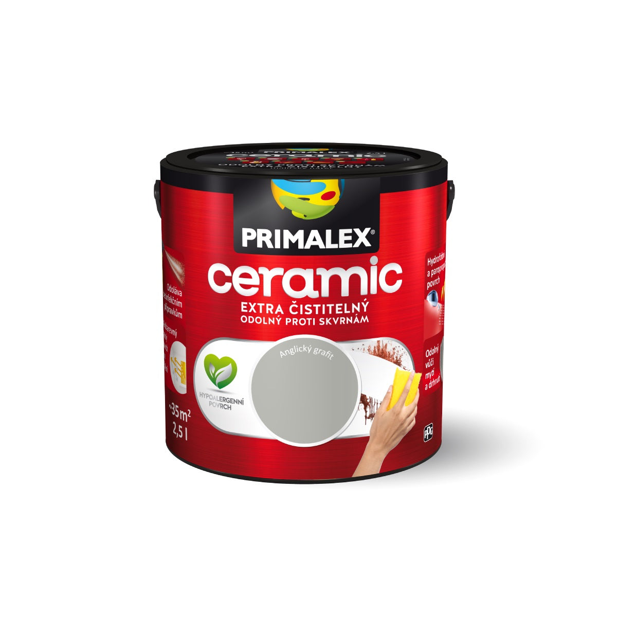 PRIMALEX ceramic omyvatelná interiérová barva na zeď anglický grafit 2,5 l