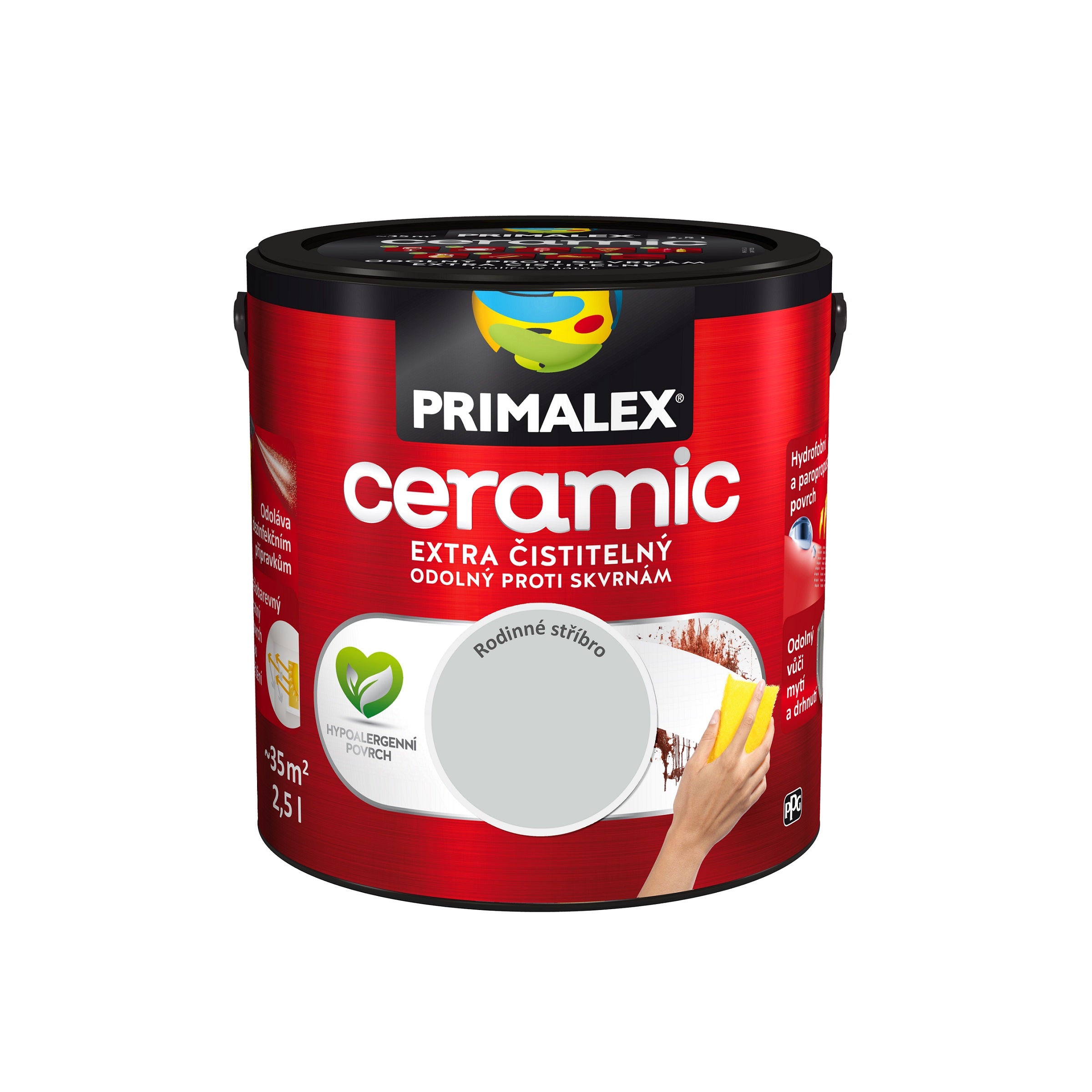 PRIMALEX ceramic omyvatelná interiérová barva na zeď rodinné stříbro 2,5 l