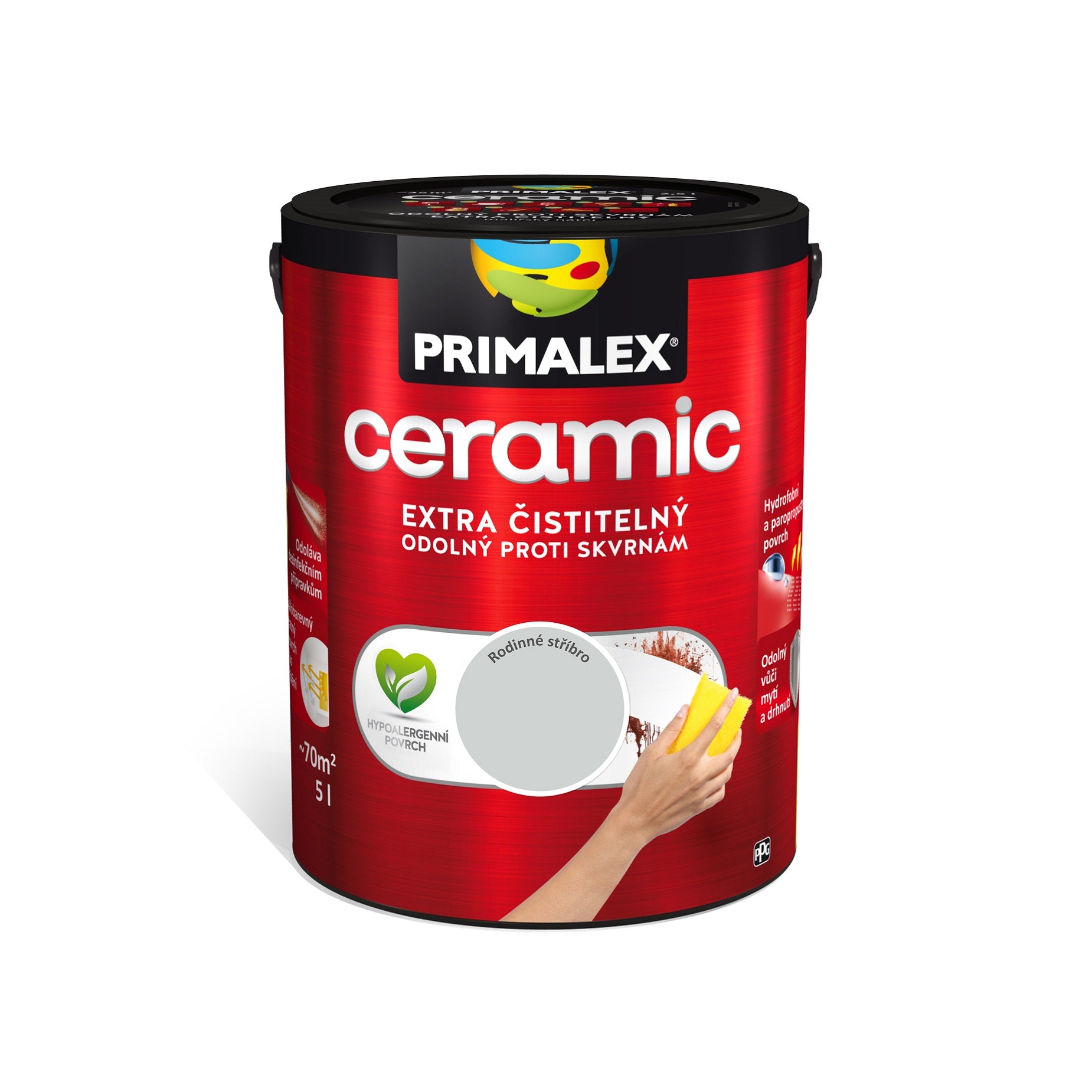 PRIMALEX ceramic omyvatelná interiérová barva na zeď rodinné stříbro 5 l