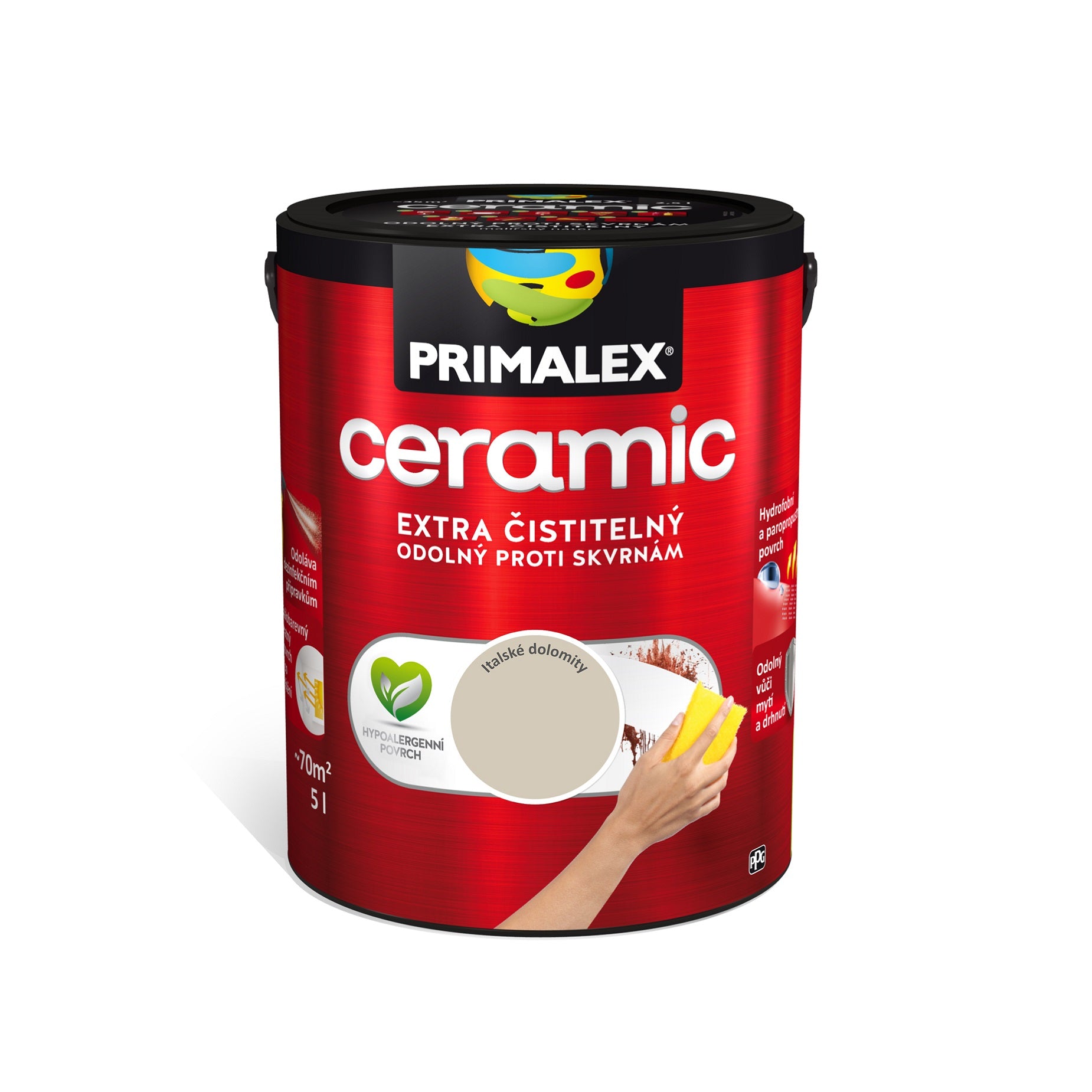 PRIMALEX ceramic omyvatelná interiérová barva na zeď rodinné stříbro 5 l