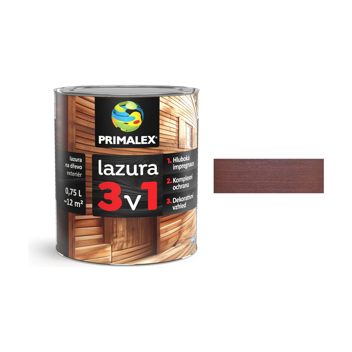 PRIMALEX lazura 3v1 palisandr 0,75 l, tenkovrstvá lazura na dřevo