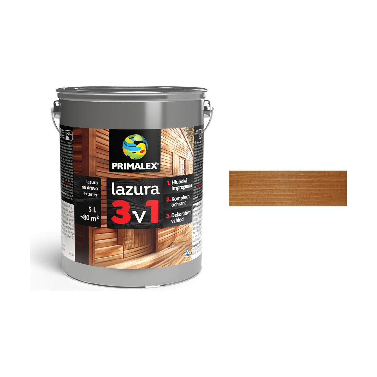 PRIMALEX lazura 3v1 tis 5 l, tenkovrstvá lazura na dřevo