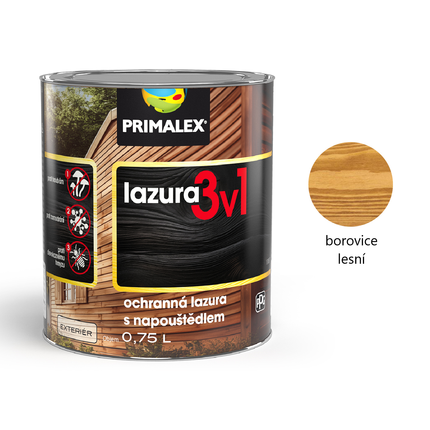 PRIMALEX LAZURA & napouštědlo 3v1 na dřevo barevná - tis kanadský
