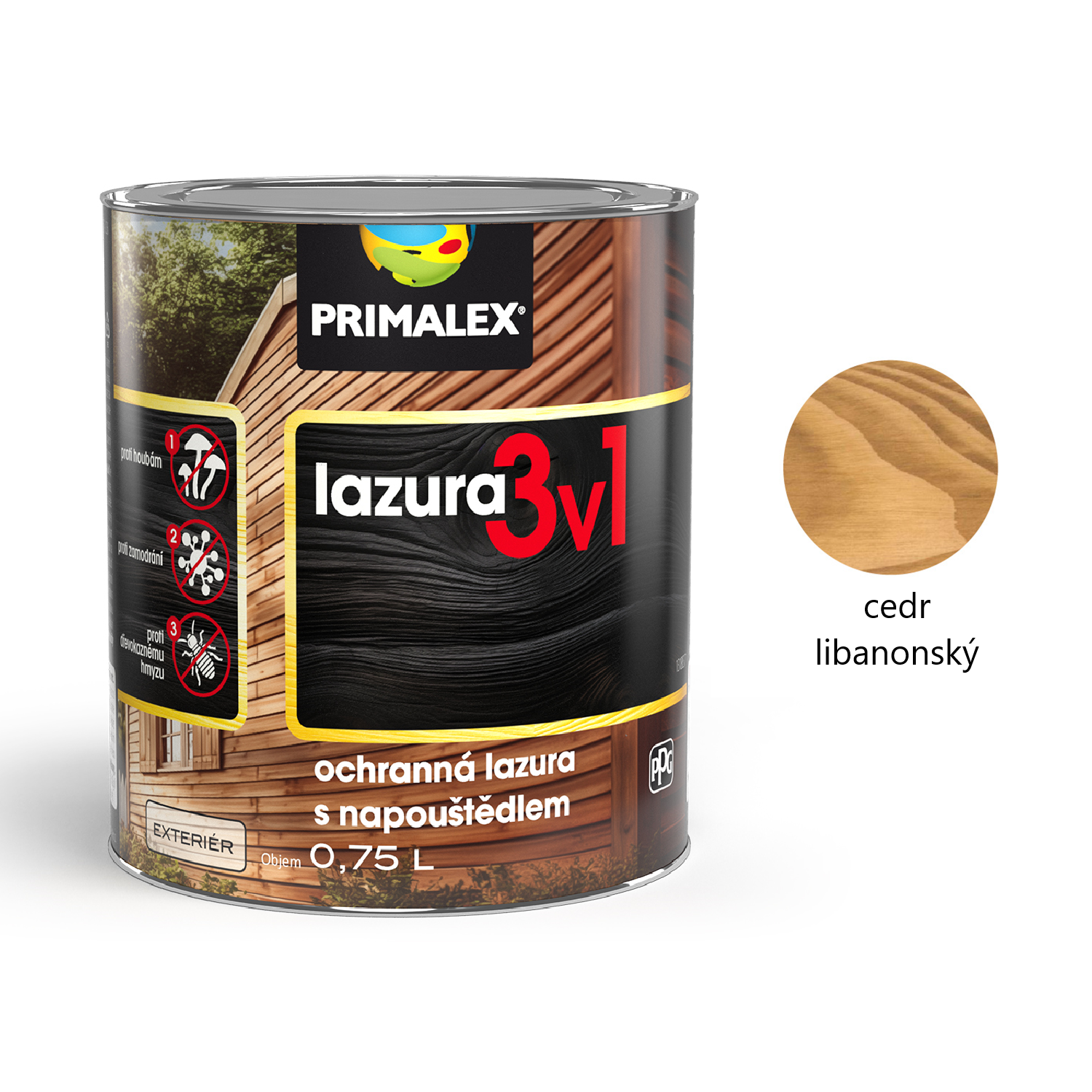 PRIMALEX LAZURA & napouštědlo 3v1 na dřevo barevná - cedr libanonský