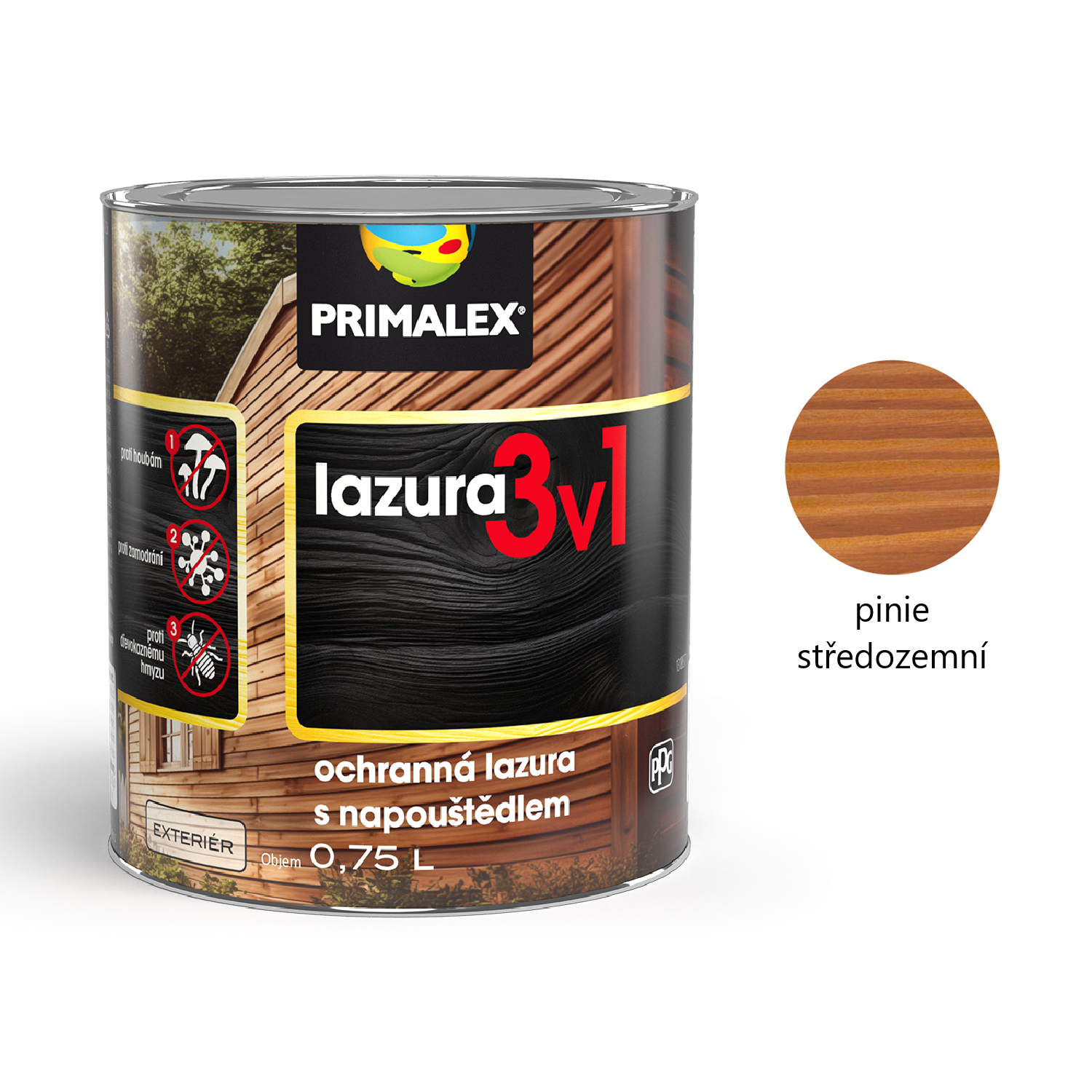 PRIMALEX LAZURA & napouštědlo 3v1 na dřevo barevná - pinie antická