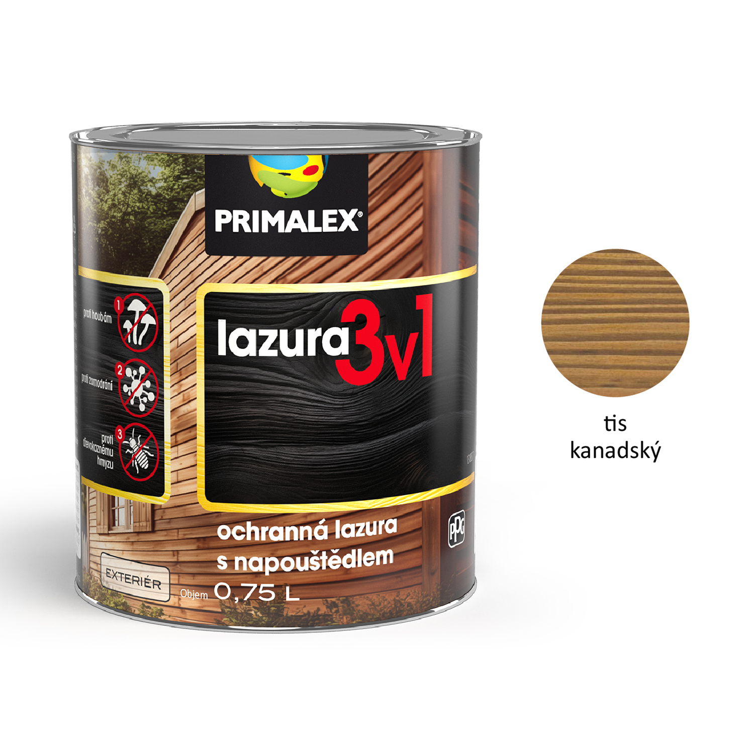 PRIMALEX LAZURA & napouštědlo 3v1 na dřevo barevná - teak tmavý